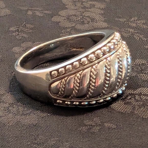 Judith Ripka Ball Bead Solid Sterling Silver Wide Band Dome Ring Size 9 - Picture 3 of 13